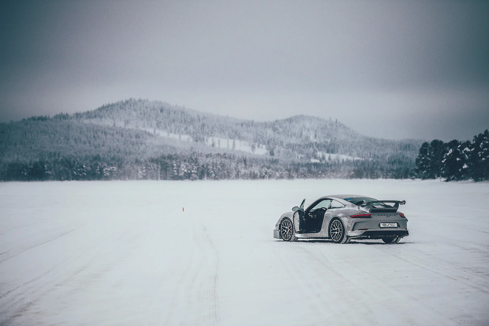 Black Car, Winter Background – Editorial Automotive Photography
