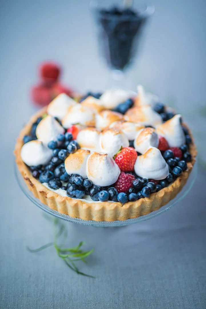Red Strawberries and White Cream Formations – Editorial Food Image