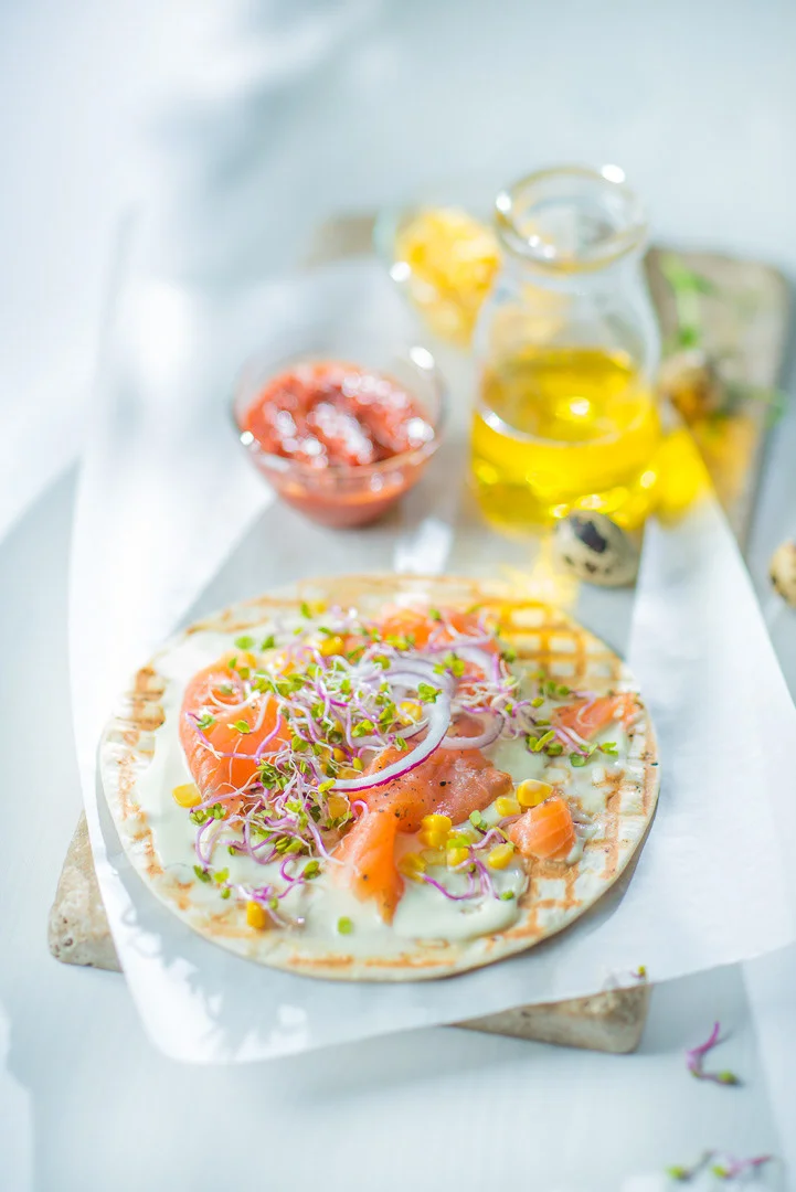 Red Fish with Green Sprouts on White – Restaurant Photography Portfolio