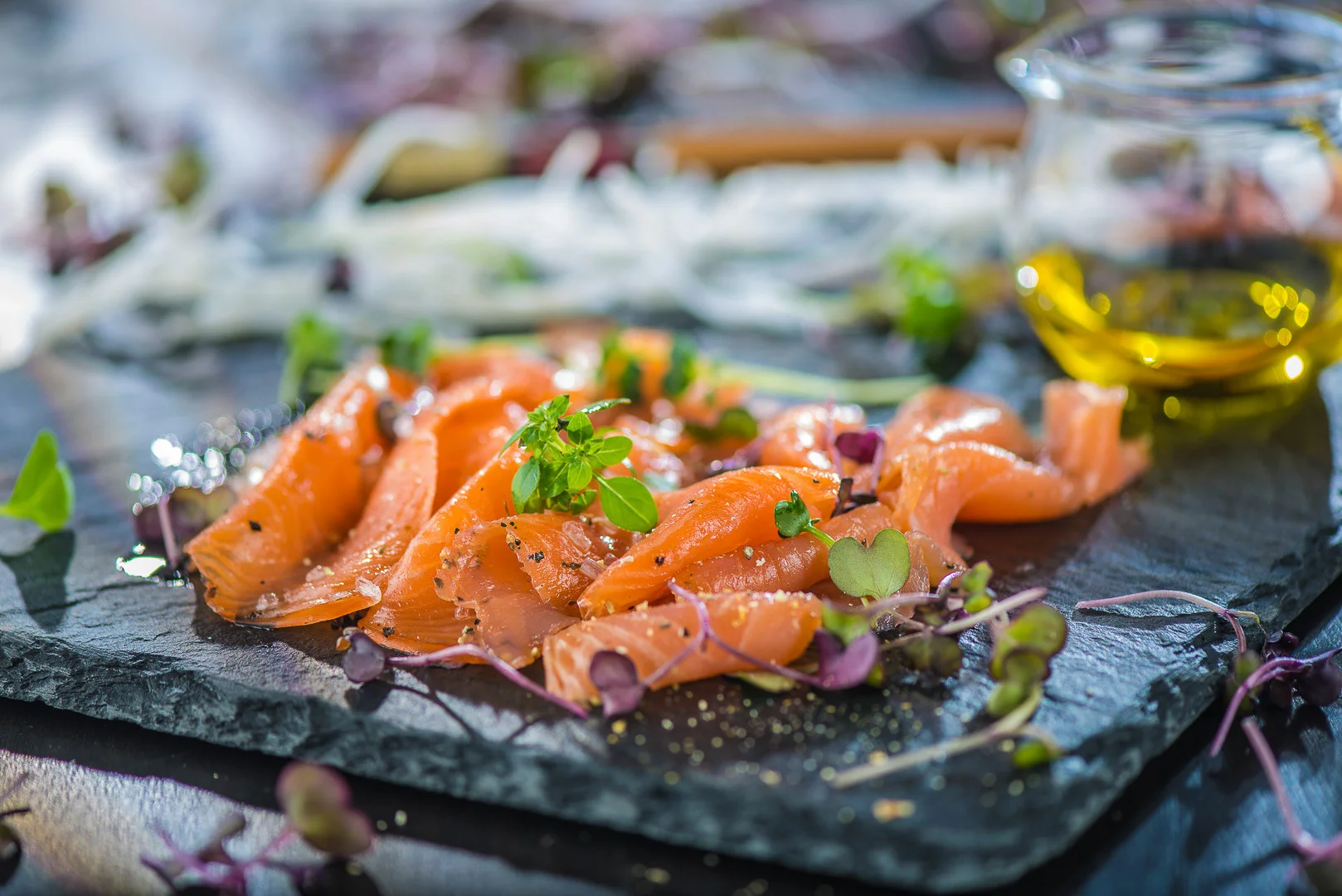Sliced Red Fish on Black Background – Food Photography Portfolio