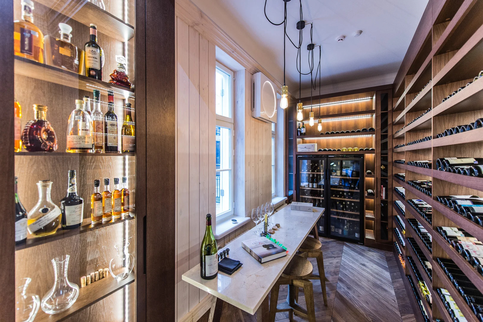 Interior: Bright Space with Wooden Shelves – Interior Design Photography