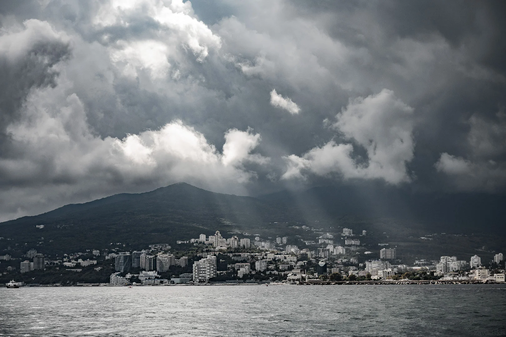 Landscape with City and Mountains in Mist – Editorial Travel Image